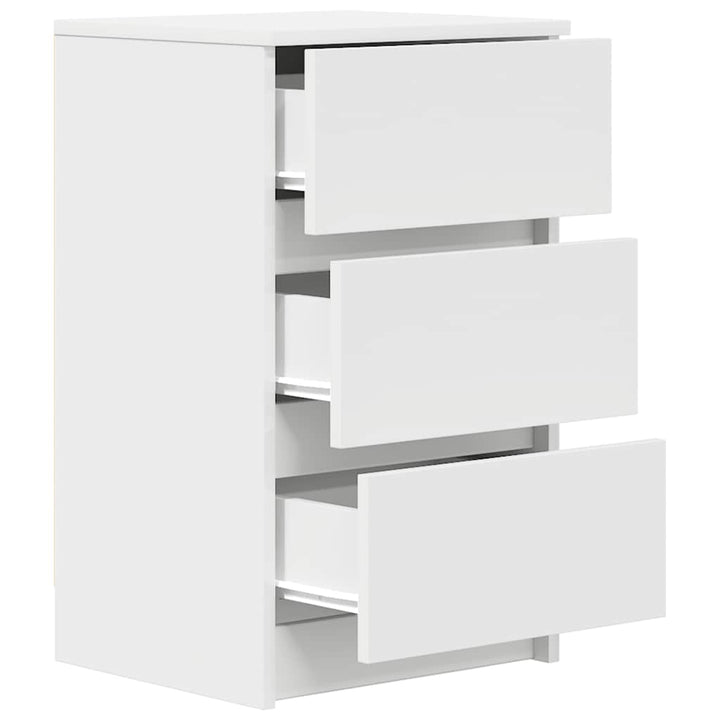 sengeborde med 3 skuffer 2 stk. 39x35x65 cm hvid