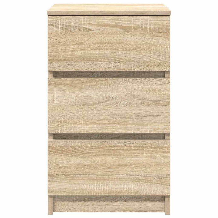 sengeborde med 3 skuffer 2 stk. 39x35x65 cm sonoma-eg