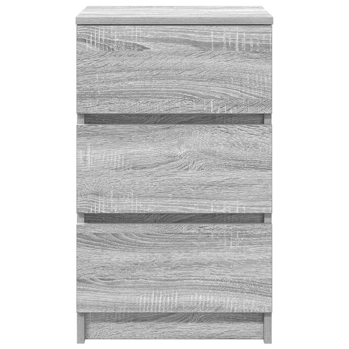 sengeborde med 3 skuffer 2 stk. 39x35x65 cm grå sonoma-eg