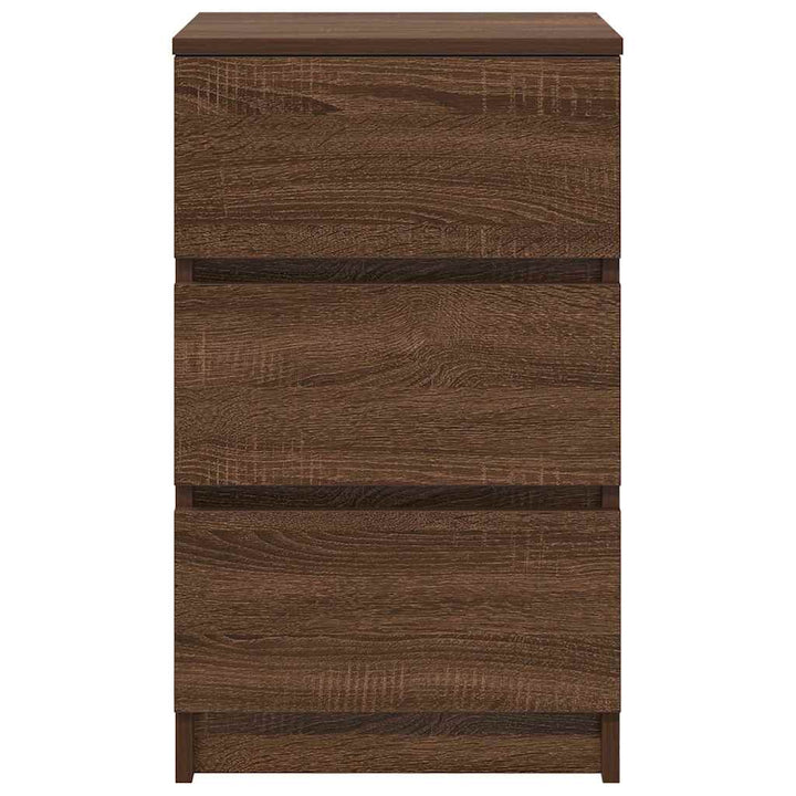 sengeborde med 3 skuffer 2 stk. 39x35x65 cm brun egetræsfarve