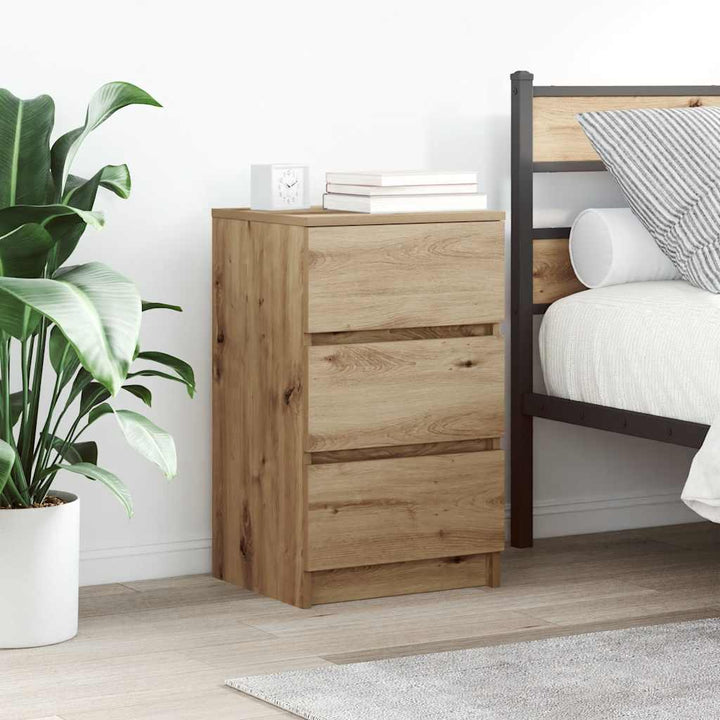 sengeborde med 3 skuffer 2 stk. 39x35x65 cm kunsteg