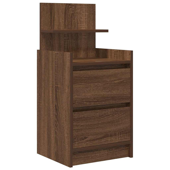 sengeborde med 2 skuffer 2 stk. 38x34x80 cm brun egetræsfarve