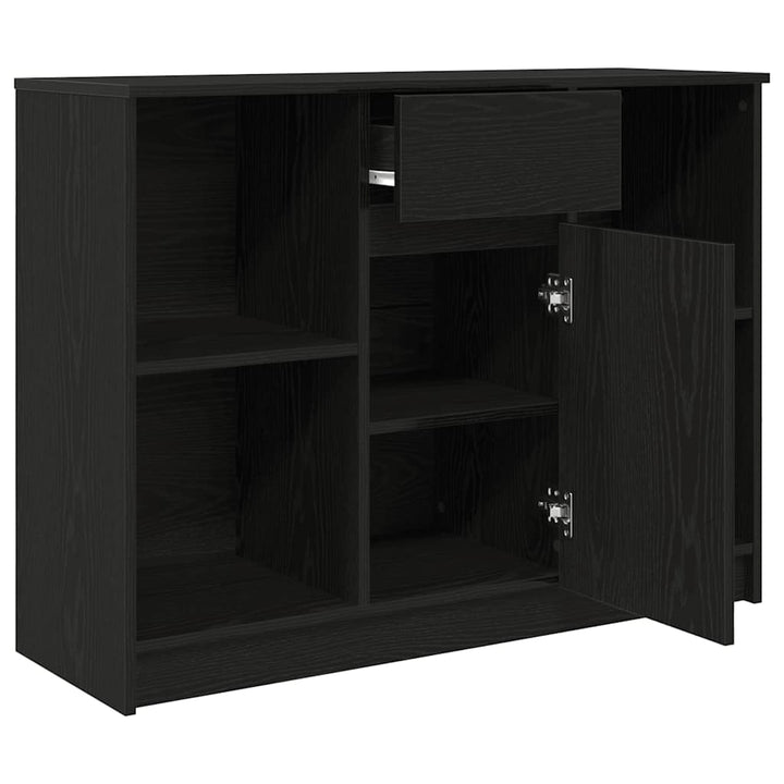skænk med skuffe 101x35x76 cm konstrueret træ sort egetræ