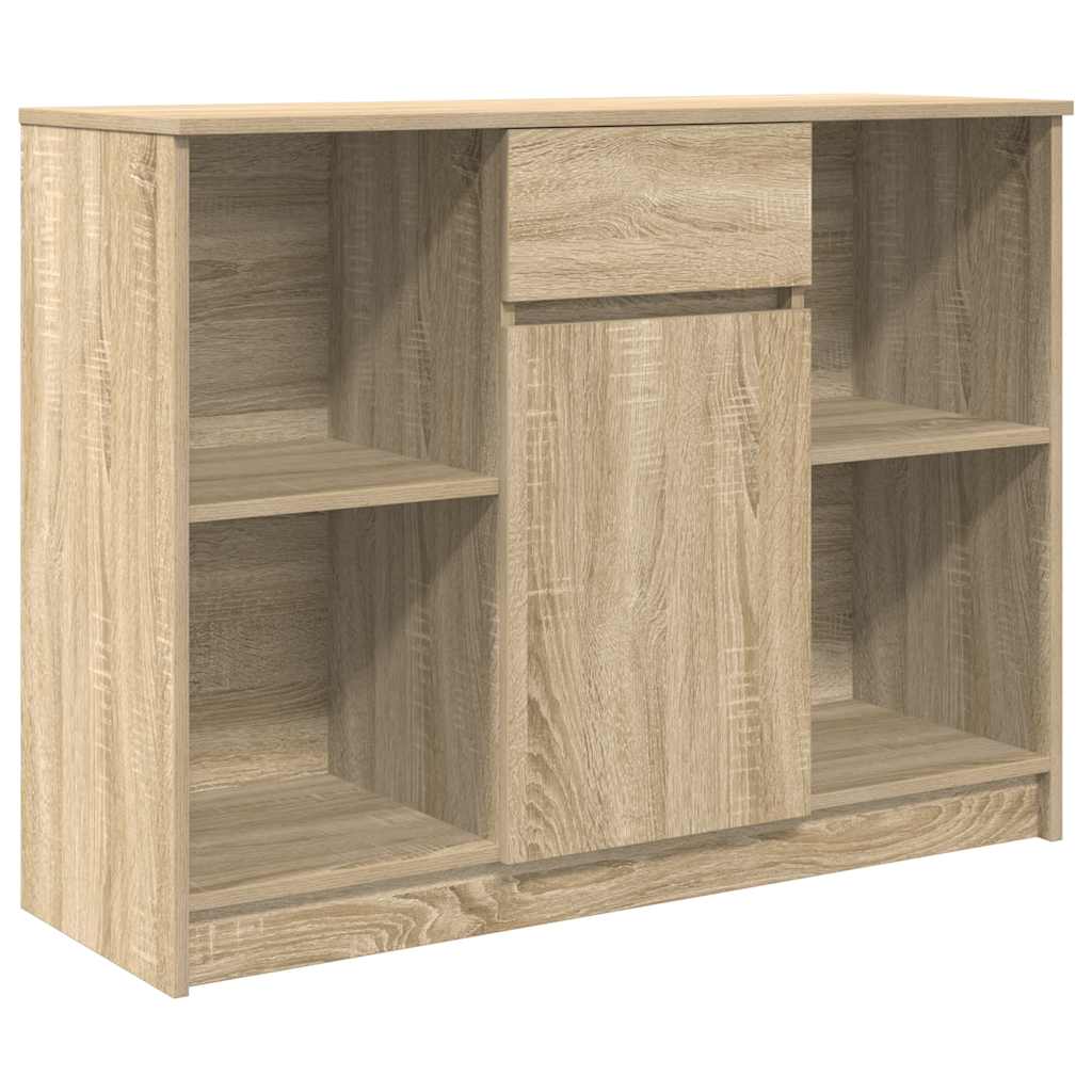skænk med skuffe 101x35x76 cm konstrueret træ sonoma-eg