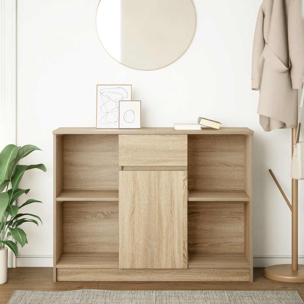skænk med skuffe 101x35x76 cm konstrueret træ sonoma-eg
