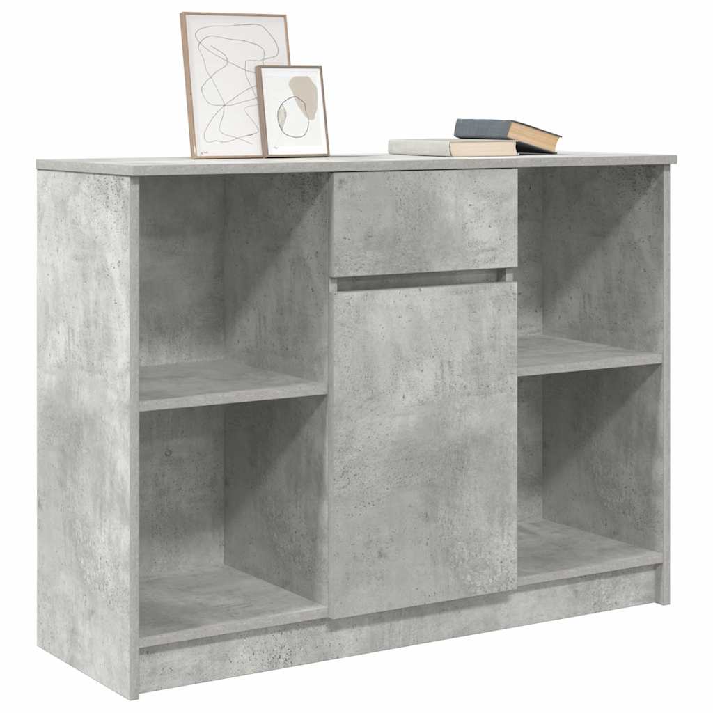skænk med skuffe 101x35x76 cm konstrueret træ betongrå