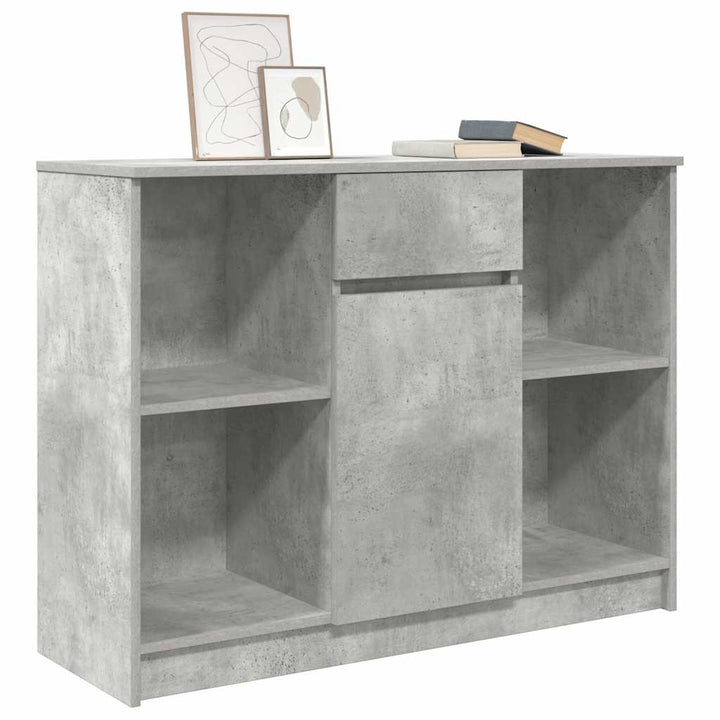 skænk med skuffe 101x35x76 cm konstrueret træ betongrå
