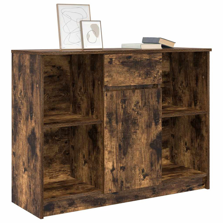 skænk med skuffe 101x35x76 cm konstrueret træ røget egetræ