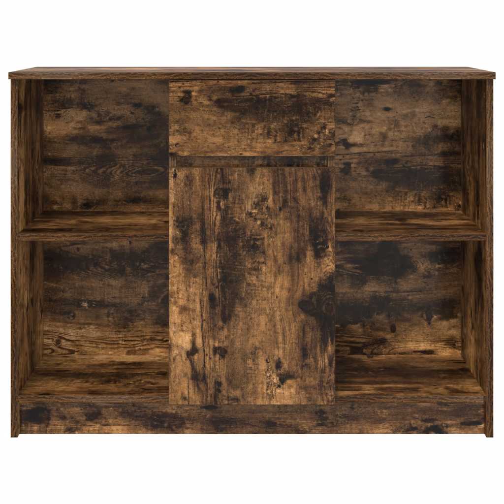 skænk med skuffe 101x35x76 cm konstrueret træ røget egetræ