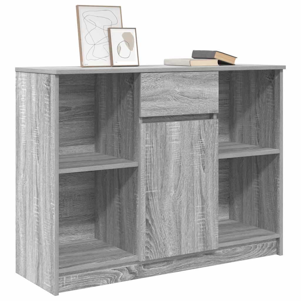 skænk med skuffe 101x35x76 cm konstrueret træ grå sonoma-eg