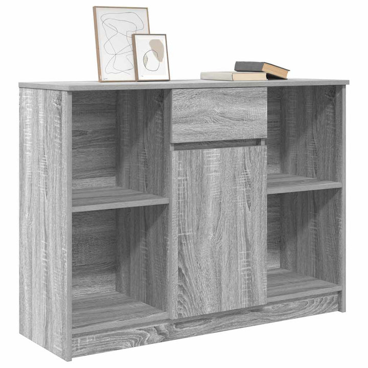skænk med skuffe 101x35x76 cm konstrueret træ grå sonoma-eg