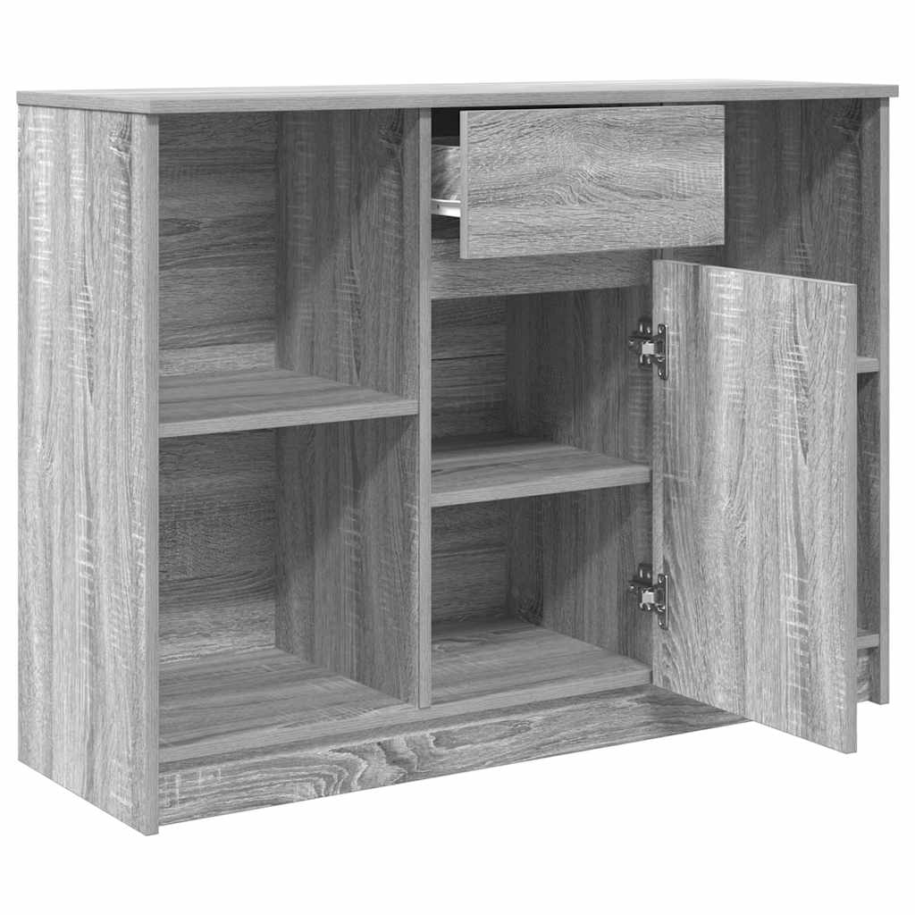 skænk med skuffe 101x35x76 cm konstrueret træ grå sonoma-eg