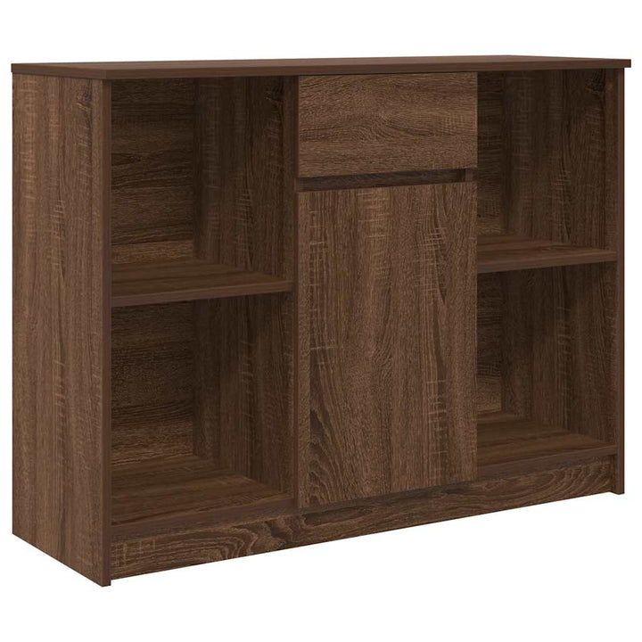 skænk med skuffe 101x35x76 cm konstrueret træ brun egetræ