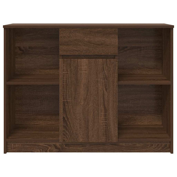 skænk med skuffe 101x35x76 cm konstrueret træ brun egetræ
