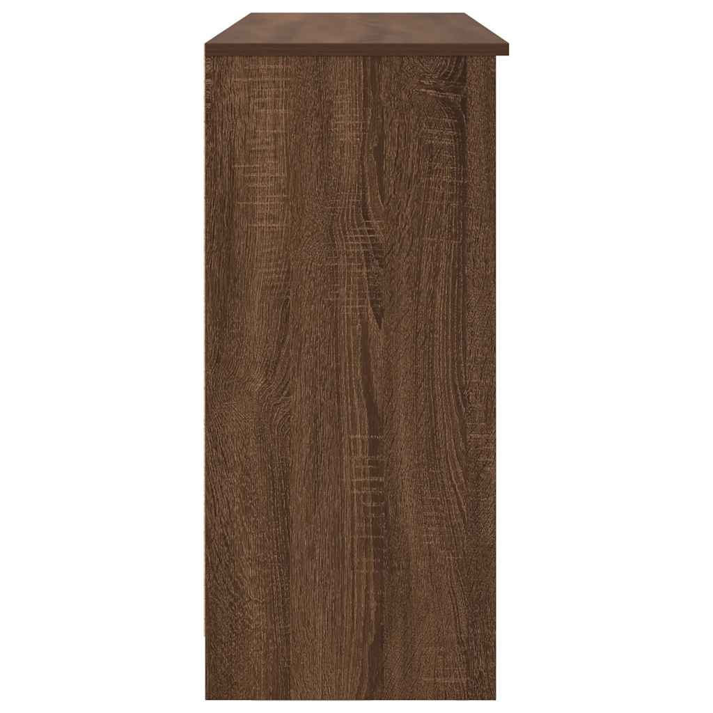 skænk med skuffe 101x35x76 cm konstrueret træ brun egetræ