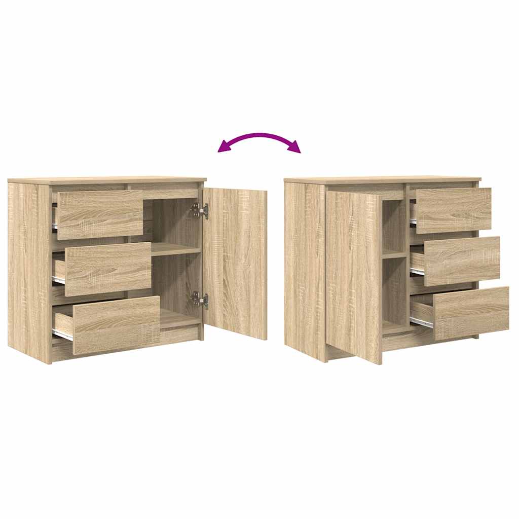 skænk med skuffe 71x35x65 cm konstrueret træ sonoma-eg