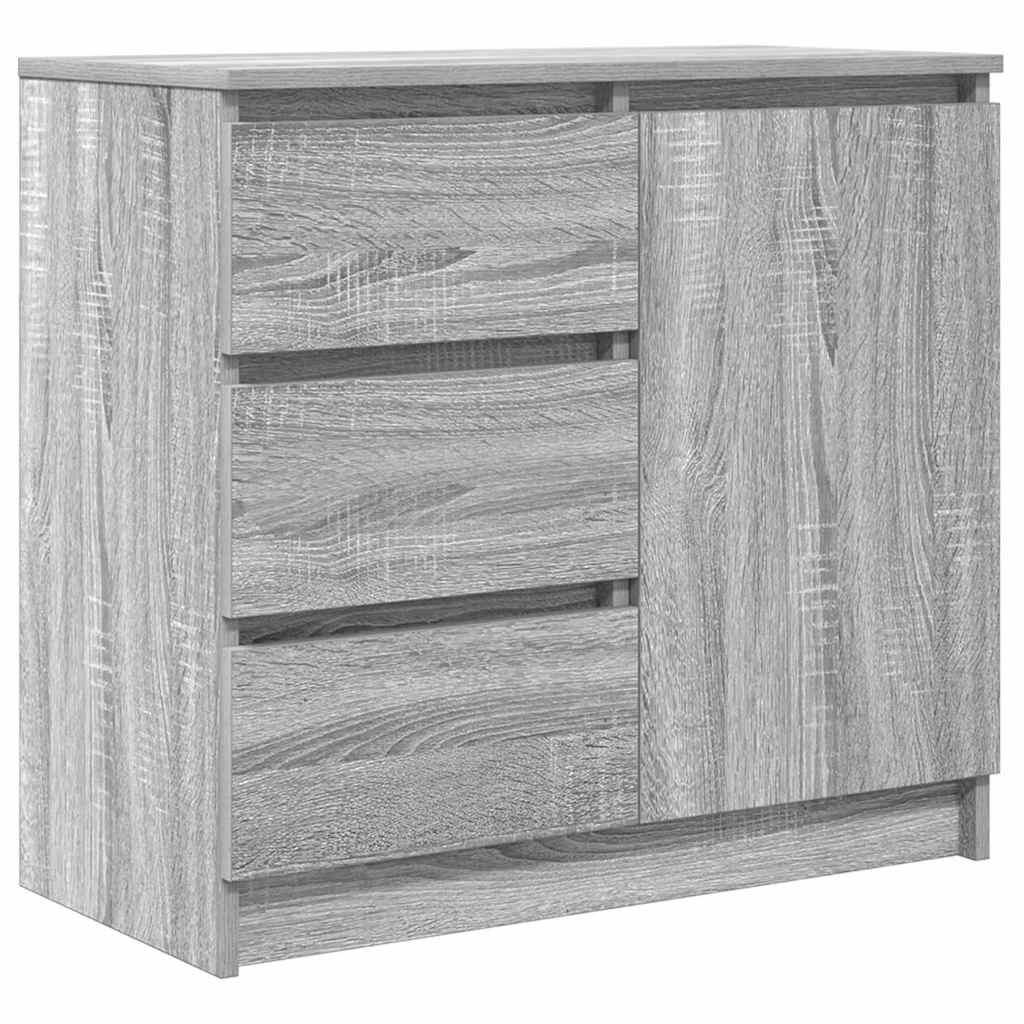 skænk med skuffe 71x35x65 cm konstrueret træ grå sonoma-eg