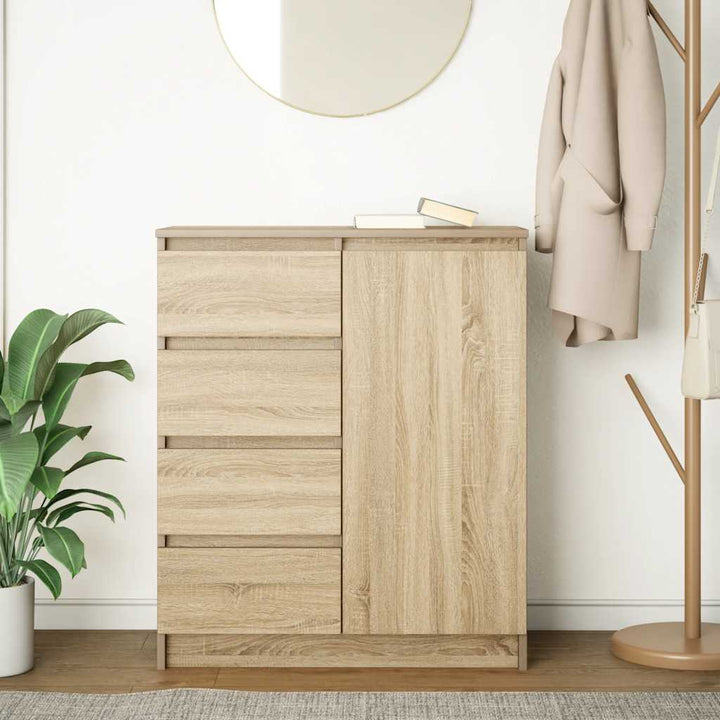 skænk med skuffer 71x35x84 cm konstrueret træ sonoma-eg