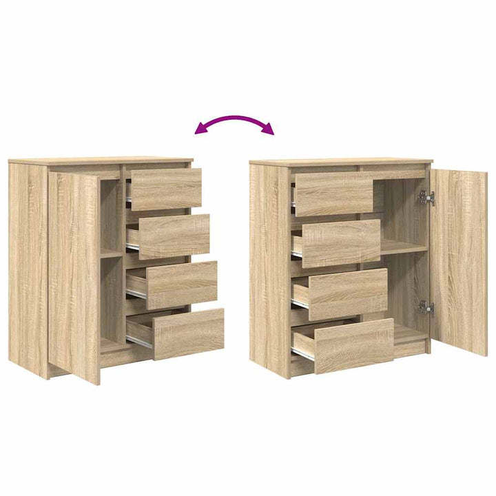 skænk med skuffer 71x35x84 cm konstrueret træ sonoma-eg