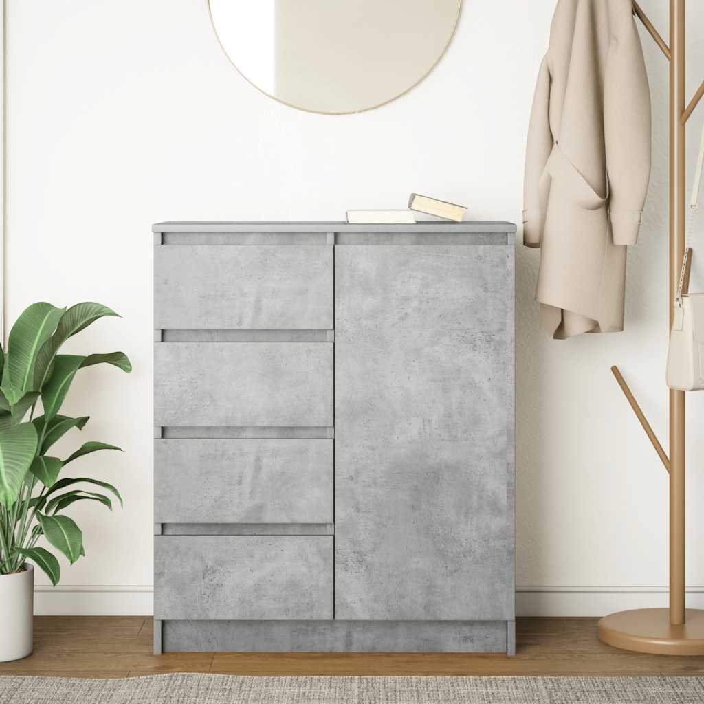 skænk med skuffer 71x35x84 cm konstrueret træ betongrå