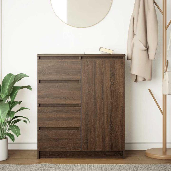 skænk med skuffer 71x35x84 cm konstrueret træ brun egetræ