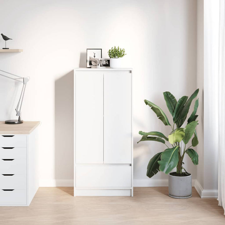 skab med skuffe 55,5x34x119,5 cm konstrueret træ hvid