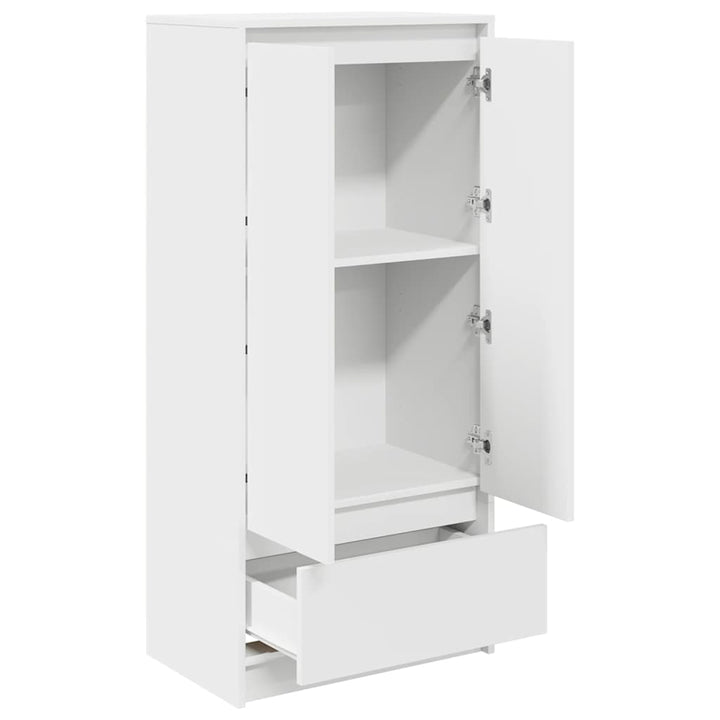 skab med skuffe 55,5x34x119,5 cm konstrueret træ hvid