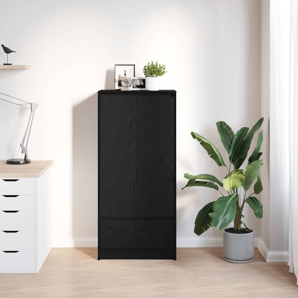 skab med skuffe 55,5x34x119,5 cm konstrueret træ sort-eg