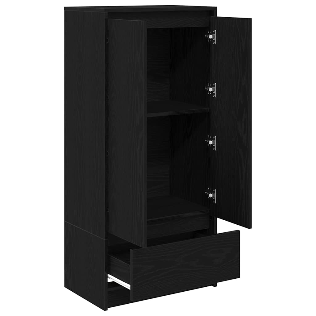 skab med skuffe 55,5x34x119,5 cm konstrueret træ sort-eg
