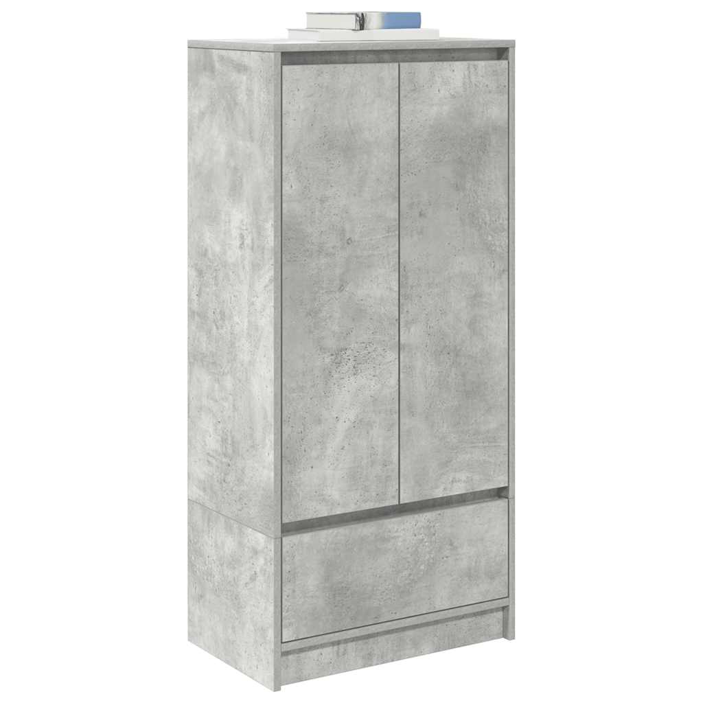 skab med skuffe 55,5x34x119,5 cm konstrueret træ betongrå