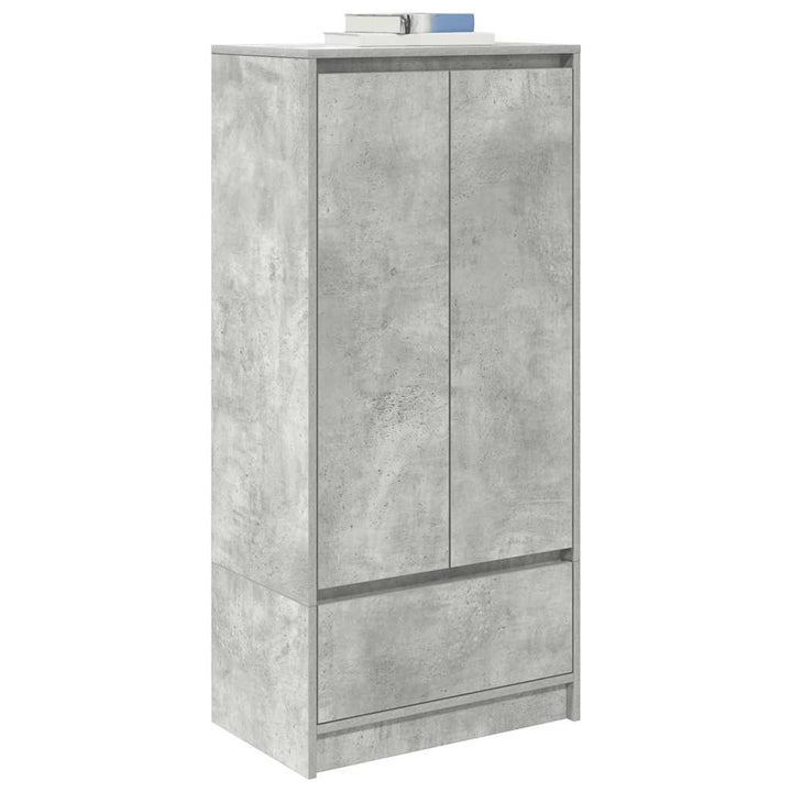 skab med skuffe 55,5x34x119,5 cm konstrueret træ betongrå