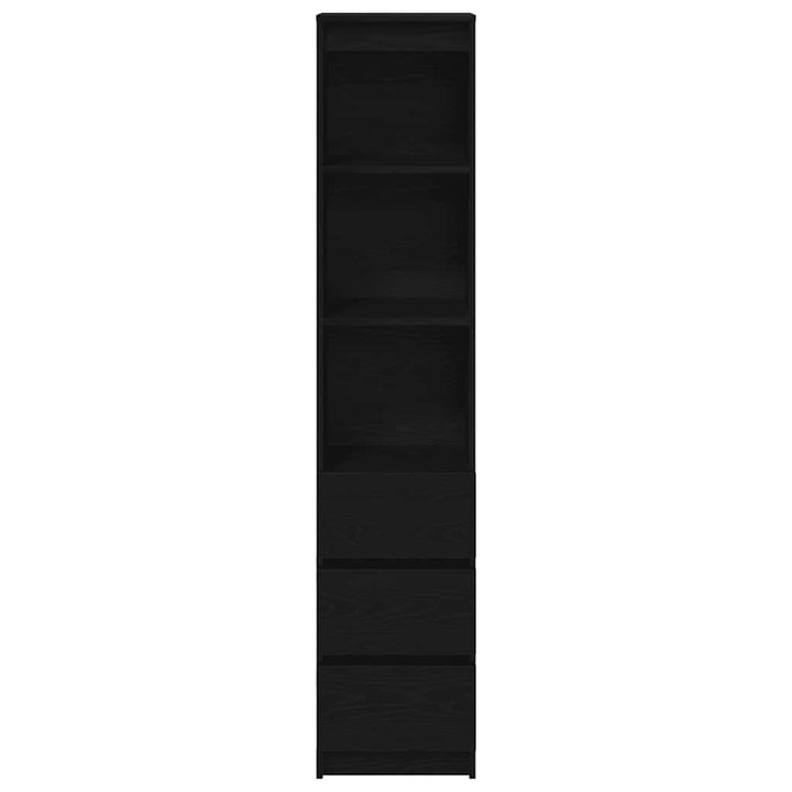 højskab 37,5x35x180 cm konstrueret træ sort egetræsfarve
