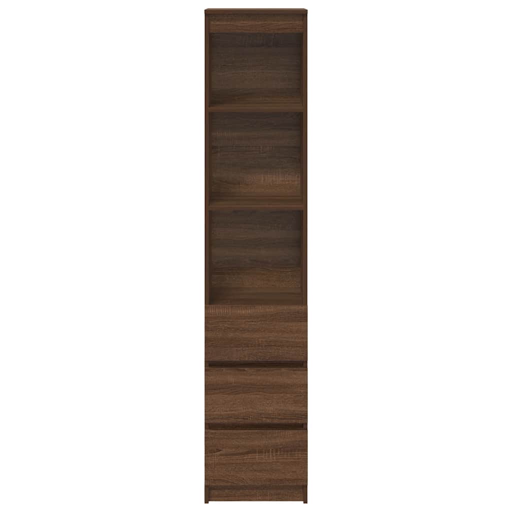 højskab 37,5x35x180 cm konstrueret træ brun egetræsfarve