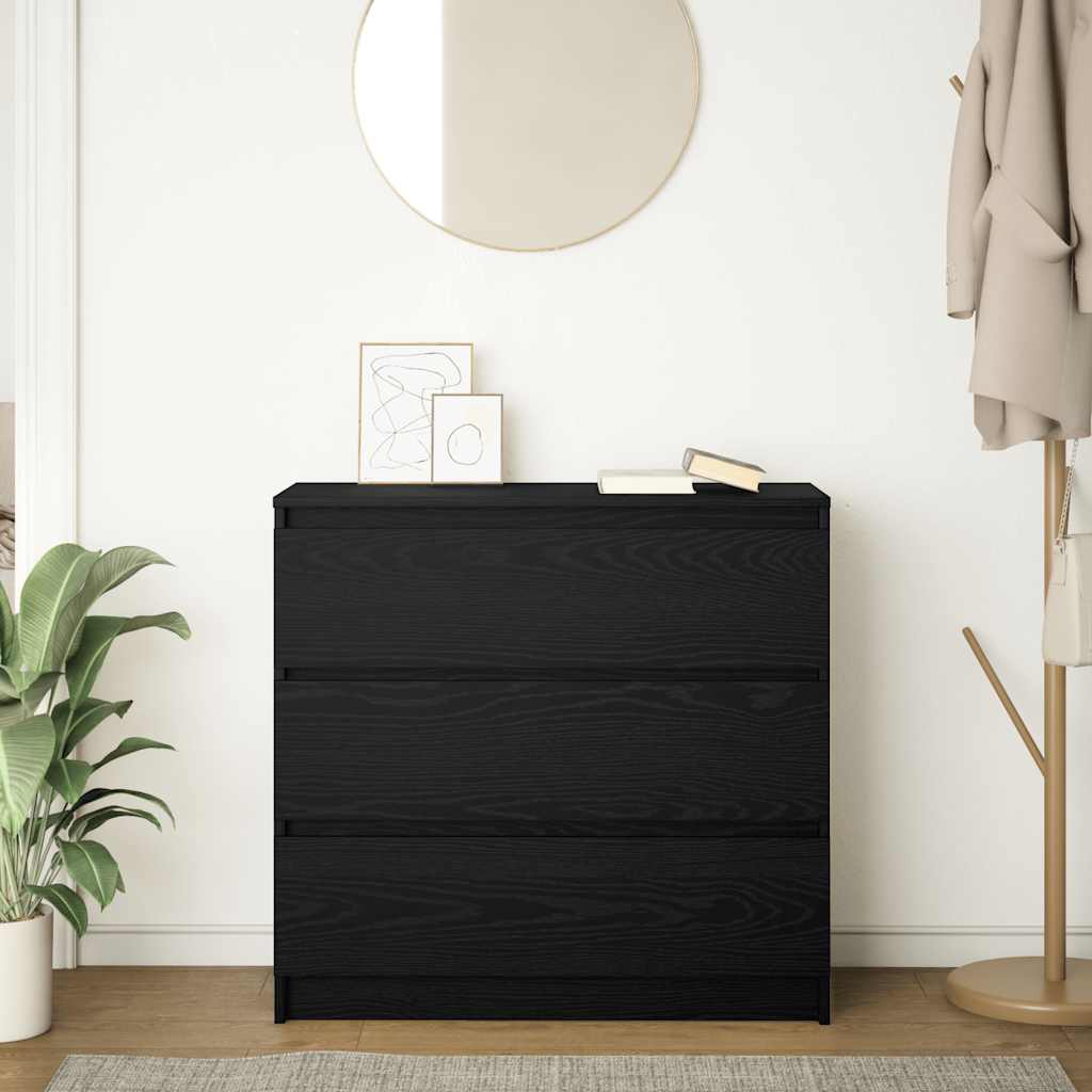 skænk 80x35x76 cm konstrueret træ sort egetræsfarve