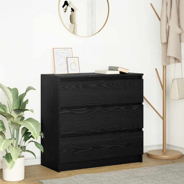 skænk 80x35x76 cm konstrueret træ sort egetræsfarve
