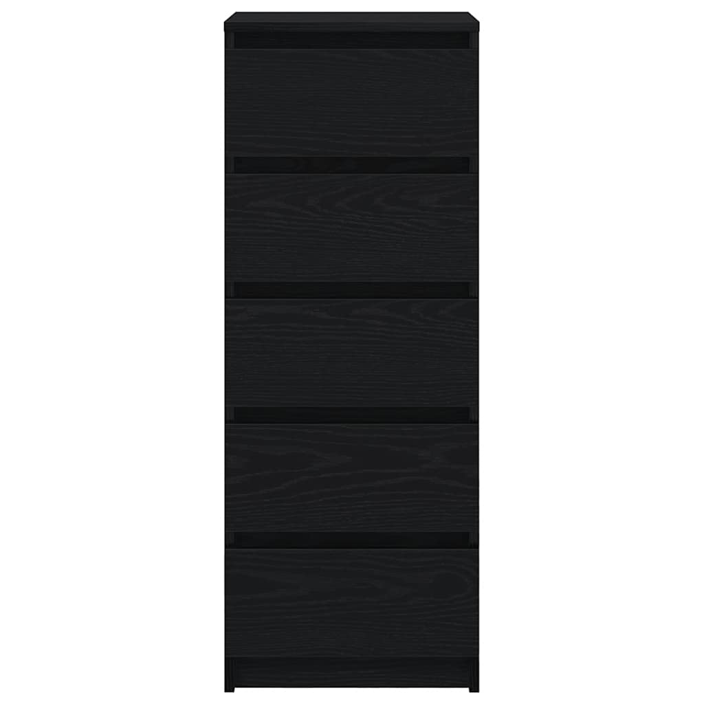 skænk med skuffer 37,5x35x99 cm konstrueret træ sort egetræ