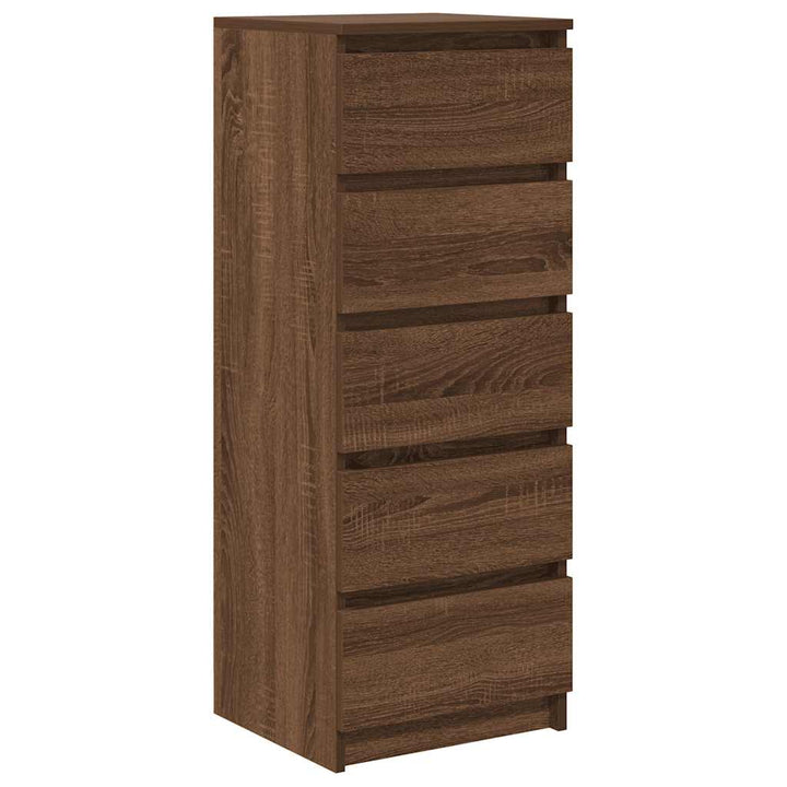 skænk med skuffer 37,5x35x99 cm konstrueret træ brun egetræ