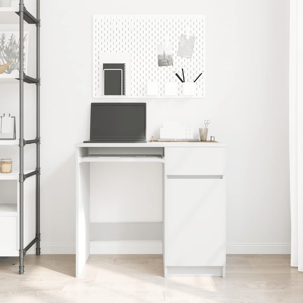 skrivebord 86x49x76 cm konstrueret træ hvid