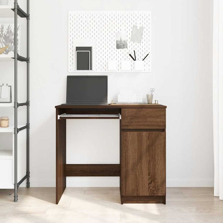 skrivebord 86x49x76 cm konstrueret træ brun egetræsfarve