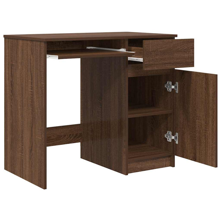 skrivebord 86x49x76 cm konstrueret træ brun egetræsfarve