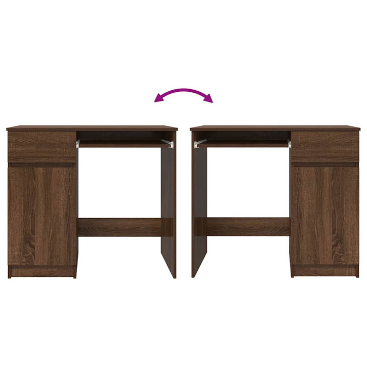 skrivebord 86x49x76 cm konstrueret træ brun egetræsfarve