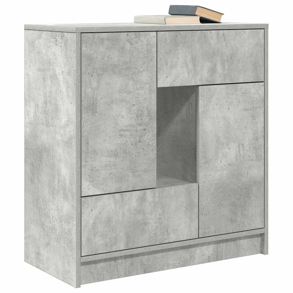 skænk med skuffer og låger 70,5x34x74,5 cm betongrå