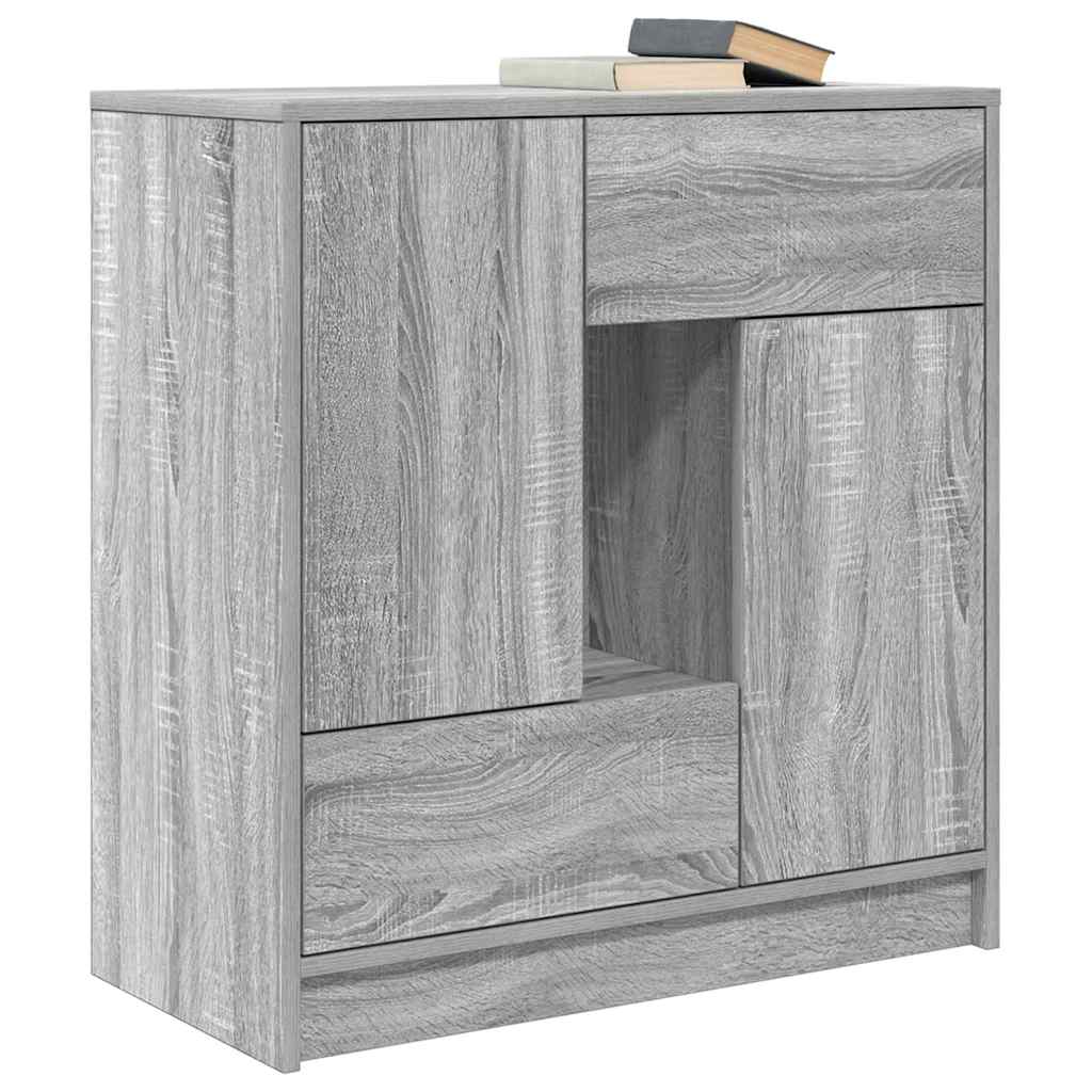 skænk med skuffer og låger 70,5x34x74,5 cm grå sonoma-eg