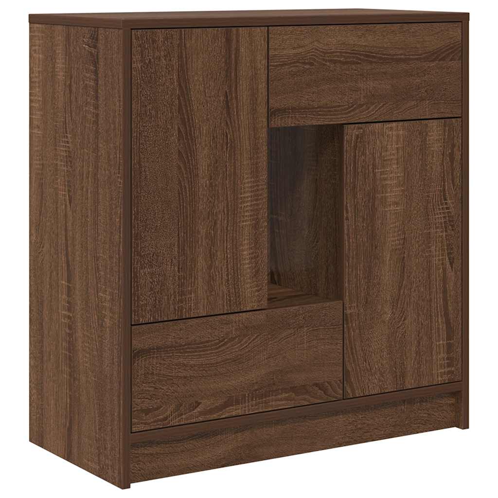 skænk med skuffer og låger 70,5x34x74,5 cm brun egetræ