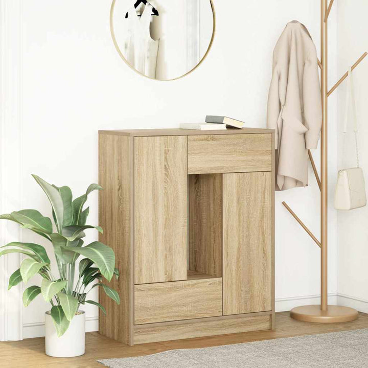 skænk med skuffer og låger 73x31x90 cm sonoma-eg
