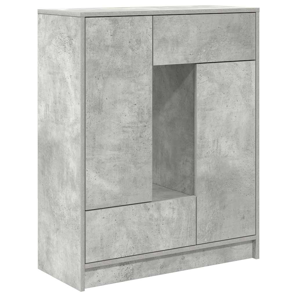 skænk med skuffer og låger 73x31x90 cm betongrå