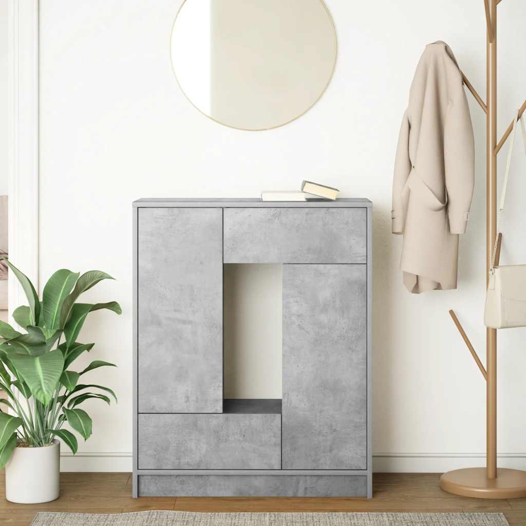 skænk med skuffer og låger 73x31x90 cm betongrå