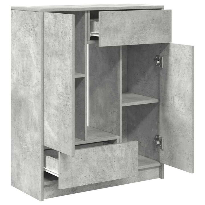skænk med skuffer og låger 73x31x90 cm betongrå