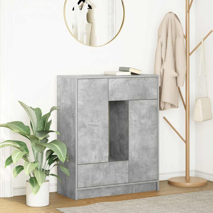 skænk med skuffer og låger 73x31x90 cm betongrå