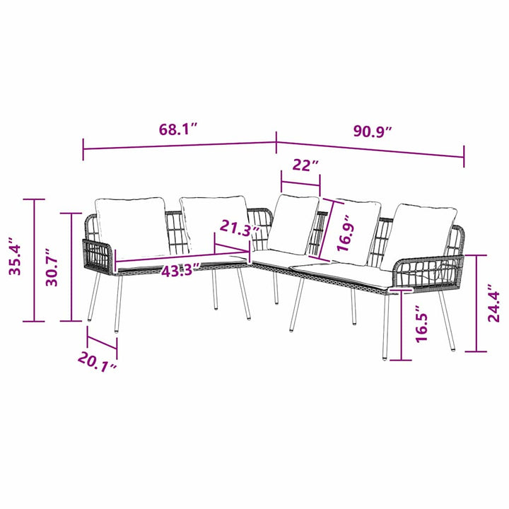 Sofa med pude Brun 61.5 x 123 x 82cm Metal